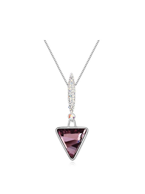 QIANZI Simple Triangle austrian Crystal Alloy Necklace 0