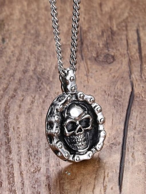 CONG Personality Skull Shaped Stainless Steel Pendant 1