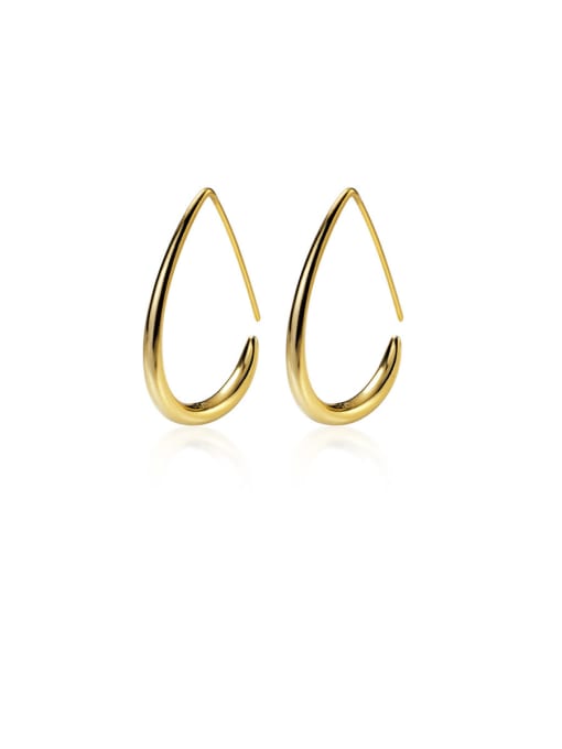 Rosh 925 Sterling Silver With Smooth Simplistic Irregular Hook Earrings