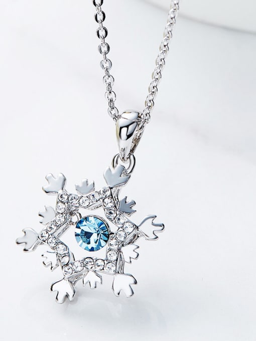 CEIDAI Fashion Cubic Rotational austrian Crystals Snowflake Pendant Copper Necklace 2