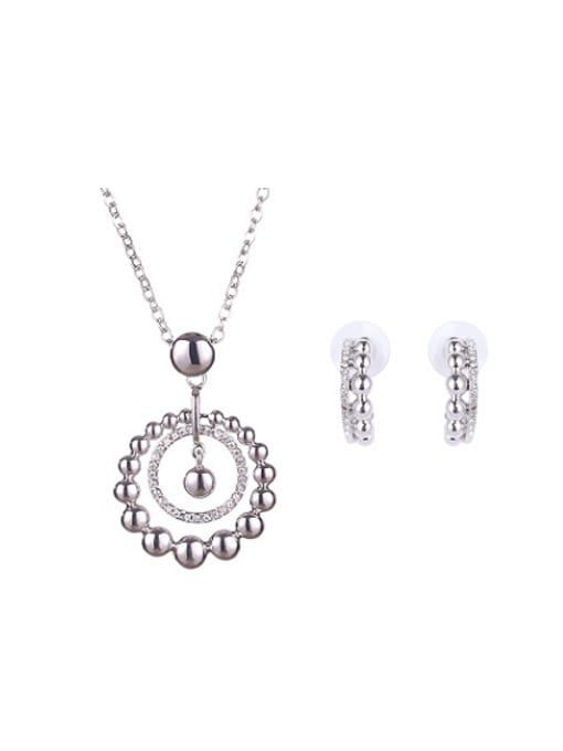 BESTIE Alloy White Gold Plated Fashion Rhinestones Round Two Pieces Jewelry Set 0