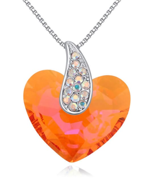orange Simple Heart austrian Crystal Alloy Necklace