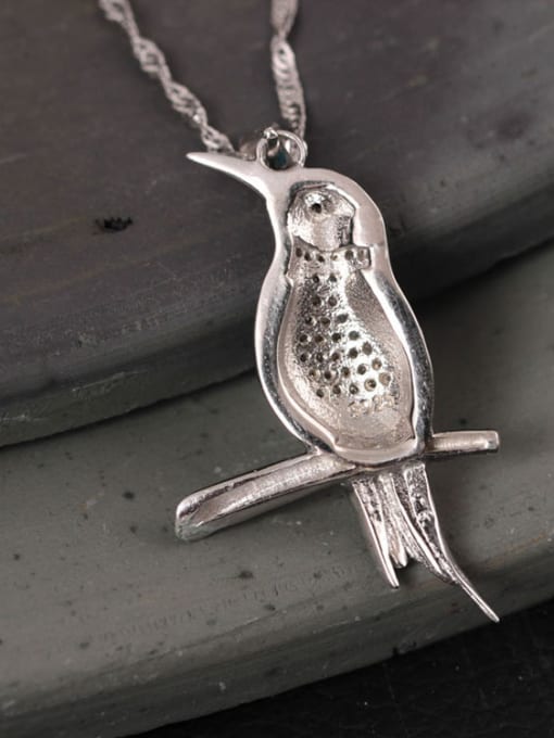 SILVER MI Lovely Kingfisher Enamel Necklace 2