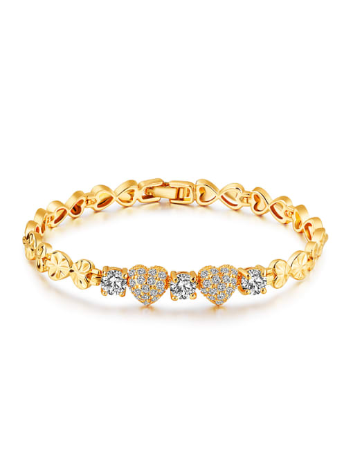 Open Sky Fashion Heart shapes Zircon Gold Plated Bracelet 0