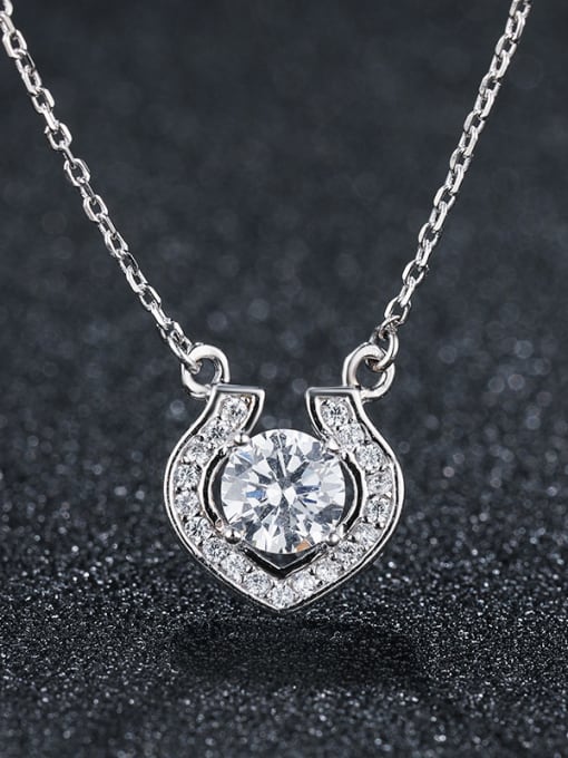 UNIENO 925 Sterling Silver With Platinum Plated Personality Heart Necklaces