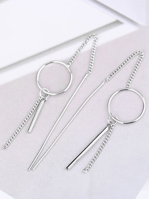 Peng Yuan Fashion Geometrical Silver Line Earrings 0