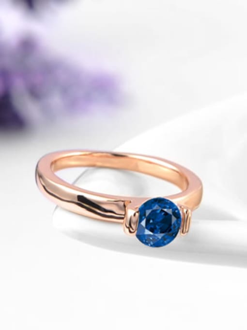 Ronaldo Blue Round Shaped Swiss Zircon Ring 1