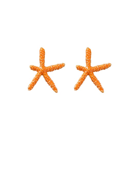A Orange Alloy With Platinum Plated Fashion Sea Star Stud Earrings