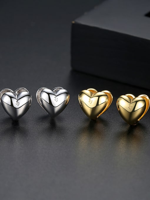 BLING SU Copper With Platinum Plated Delicate Heart Stud Earrings 0