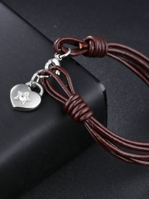 Open Sky Personalized Multi-band Artificial Leather heart shaped Bracelet 2