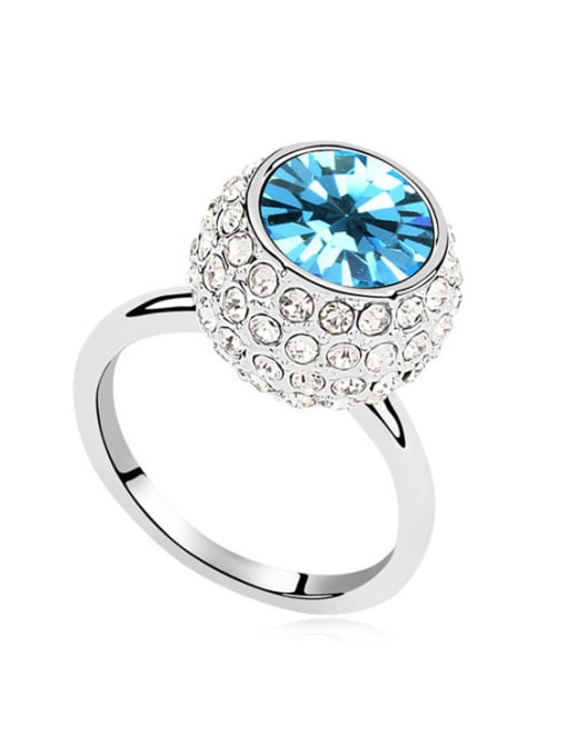 QIANZI Fashion Shiny Cubic austrian Crystals Alloy Platinum Plated Ring 2