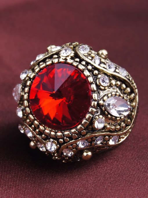 Gujin Retro Noble style Resin stone White Crystals Alloy Ring 1