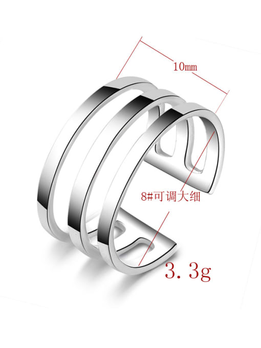 Ya Heng Three Lines Smooth Silver Plated Opening Ring 1