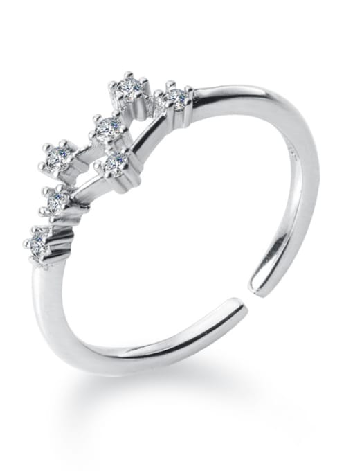 Rosh 925 Sterling Silver With Platinum Plated Simplistic Constellation Free size Rings