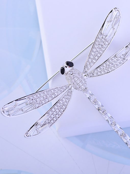 White Copper With Cubic Zirconia Cute Insect dragonfly Brooches