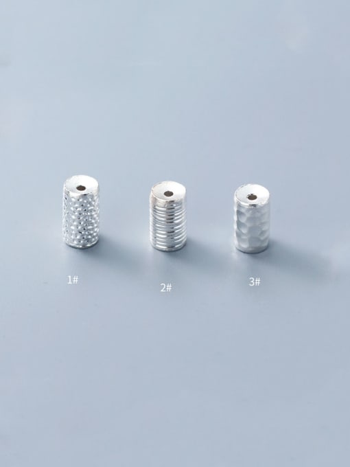 FAN 925 Sterling Silver With Platinum Plated Simplistic Geometric Cylindrical Beads 0