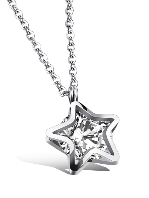 1083 -steel Stainless Steel With Rose Gold Plated Fashion Star Necklaces