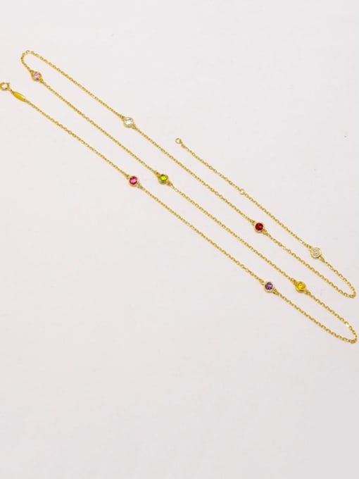 Gold Copper With Glass Stone  Simplistic Round Power Necklaces