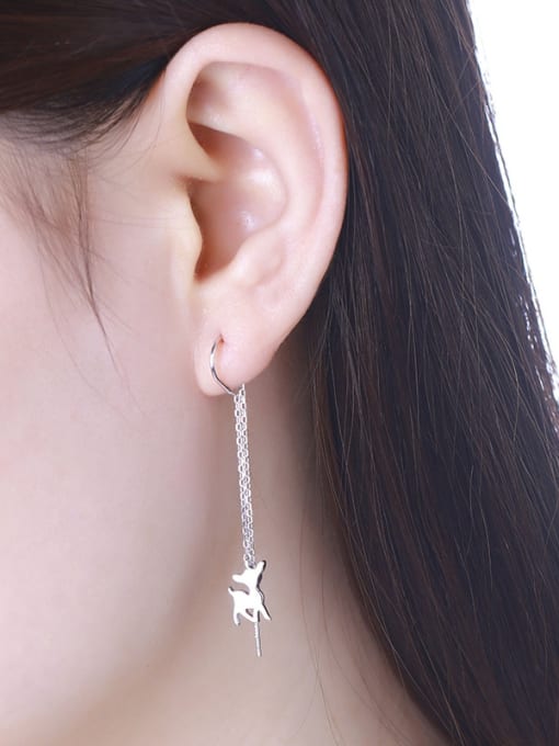 One Silver Women Lovely Deer Shaped Earrings 1