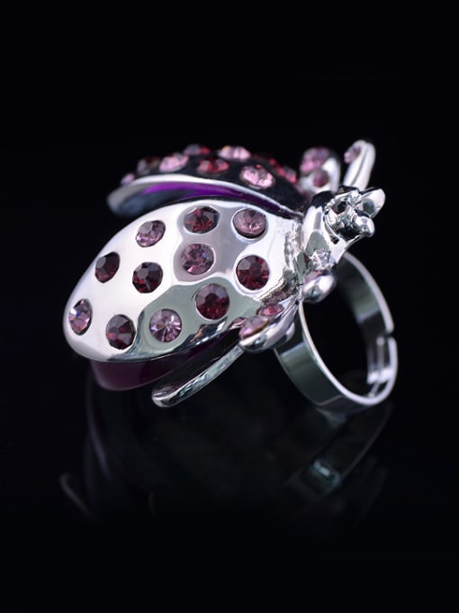 Wei Jia Personalized Ladybird Purple Acrylic Cubic Rhinestones Alloy Ring 1