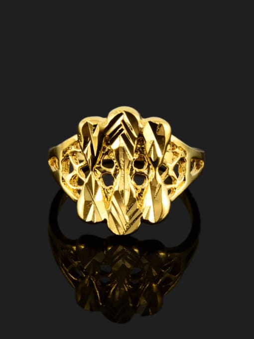 Yi Heng Da Fashion Style 24K Gold Plated Geometric Copper Ring 1