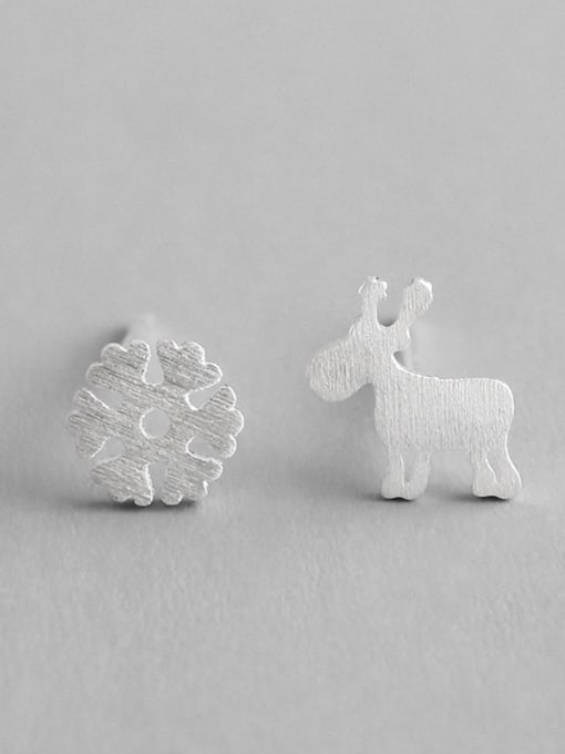 DAKA 925 Sterling Silver With Silver Plated dissymmetry Cute Animal Stud Earrings 0