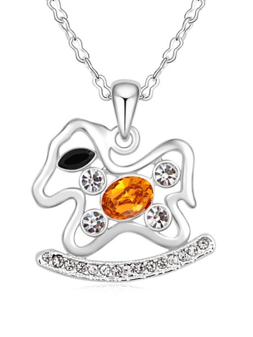 yellow Personalized Rocking Horse austrian Crystals Pendant Alloy Necklace