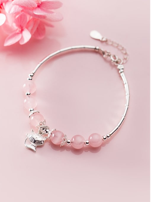FAN 925 Sterling Silver With Platinum Plated Fashion Cat Bracelets 2