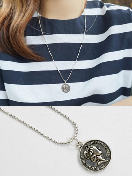 DAKA 925 Sterling Silver With  Coin Pendant double-sided pattern Necklaces 2