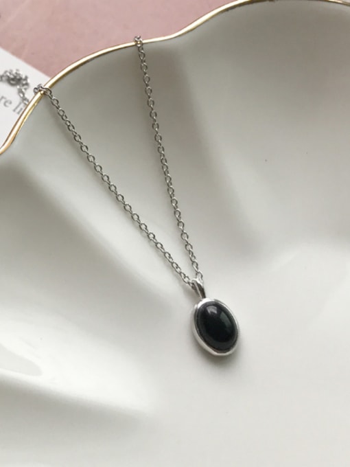 Boomer Cat Sterling silver classic black semi-precious stones necklace 2