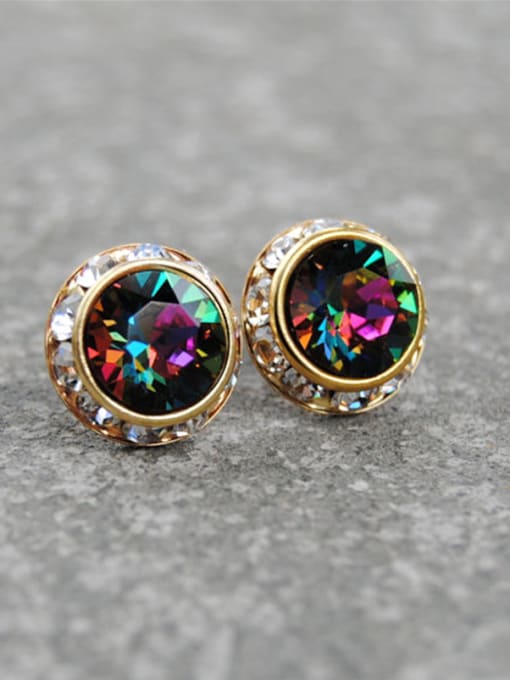 Ronaldo Colorful stone 18K gold-plated Zricon stud earrings 1