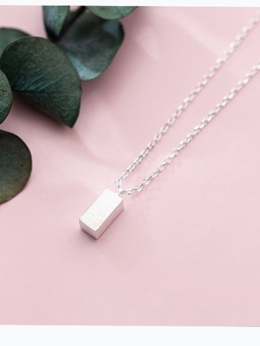 Rosh S925 Silver Necklace Pendant female fashion style simple rectangular Necklace individual character clavicle chain D4308 2