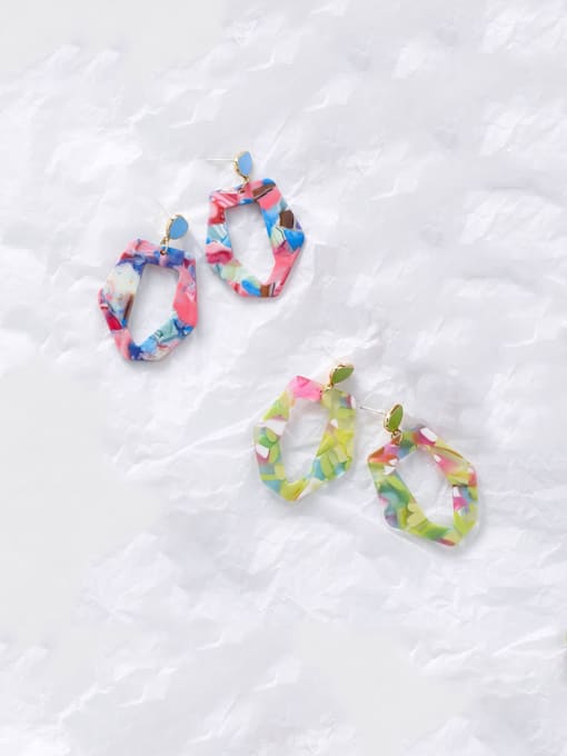 Girlhood Alloy With Acrylic  Exaggerated Colorful Geometric Chandelier Earrings 0