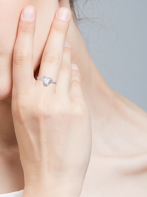 CEIDAI Fashion Opal stone Tiny Zirconias Triangle 925 Silver Ring 1