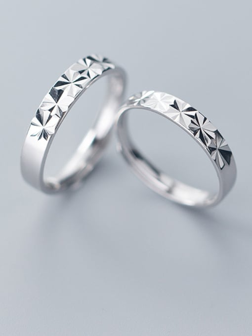 Rosh 925 Sterling Silver With Silver Plated Simplistic Snow Pattern Free Size Rings 2