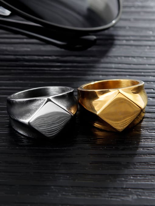 Open Sky Stainless Steel With Smooth Personality Geometric Men Rings 4