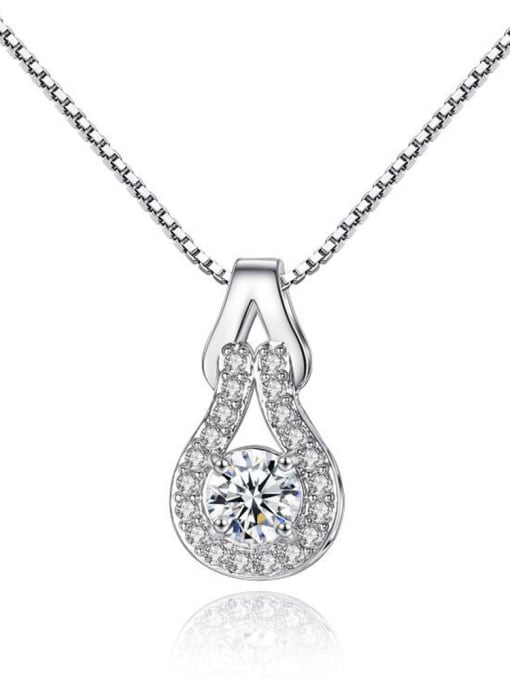 RANSSI Fashion Shiny Cubic Zirconias Water Drop Necklace 0