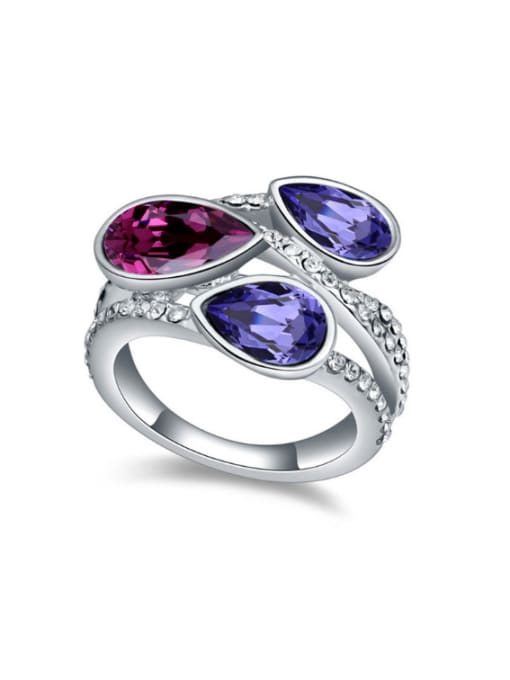 QIANZI Exaggerated Water Drop austrian Crystals Alloy Ring 0