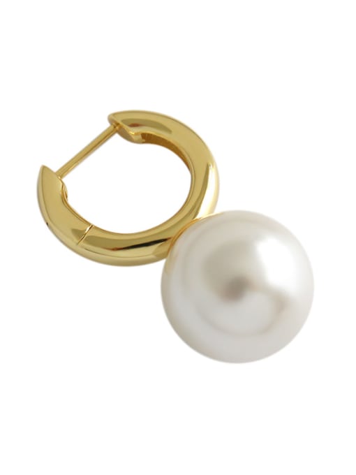 DAKA 925 Sterling Silver With Artificial Pearl Simplistic Single  Round Clip On Earrings 2