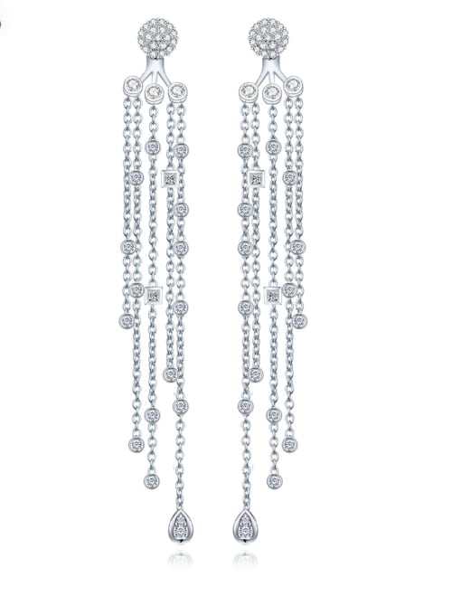 BLING SU Copper With Platinum Plated Trendy Tassels Chandelier Earrings 0
