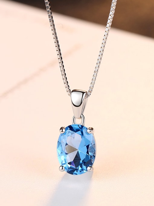 CCUI Sterling silver sky blue semi-precious stones minimalist necklace 2