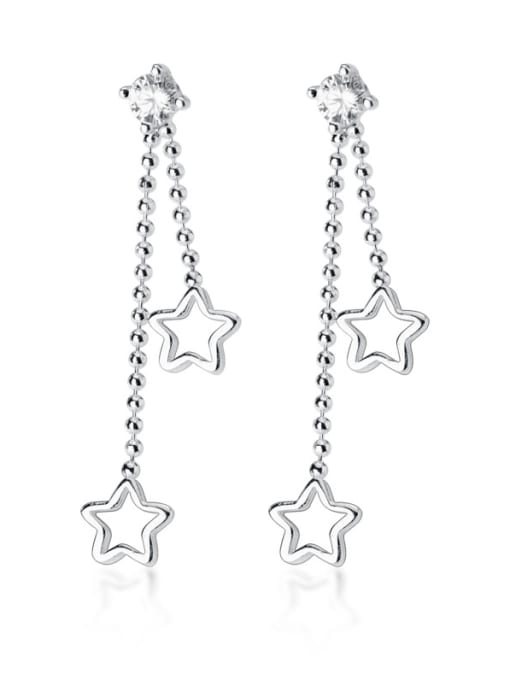Rosh 925 Sterling Silver With Platinum Plated Simplistic Star Threader Earrings 2