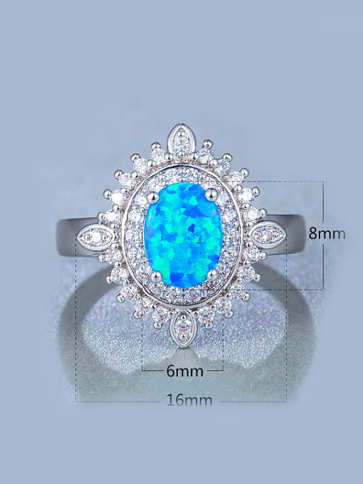 Blue UNIENO new synthetic 6*8mm Blue Opal Engagement Ring