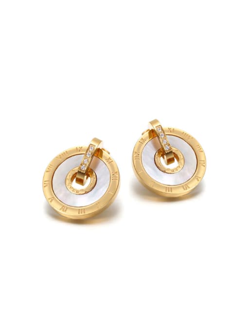 Gold European And American Female Black And White Shell Rose Gold Titanium stud Earring