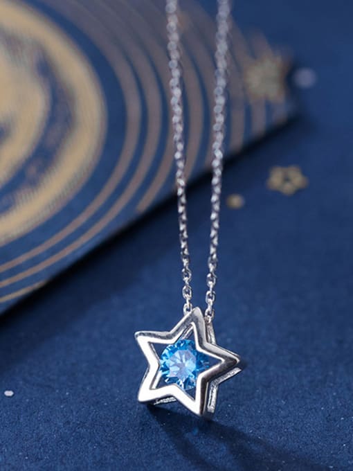 Rosh 925 Sterling Silver With Platinum Plated Simplistic Star Necklaces 4