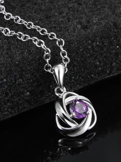 SANTIAGO Exquisite Purple Zircon 925 Sterling Silver Pendant 1