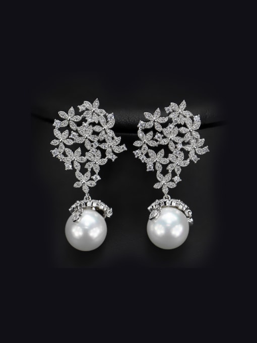 L.WIN Flower Pearl drop earring