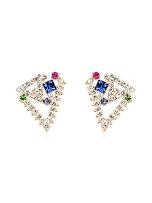 QIANZI Personalized Geometrical austrian Crystals Alloy Stud Earrings 0