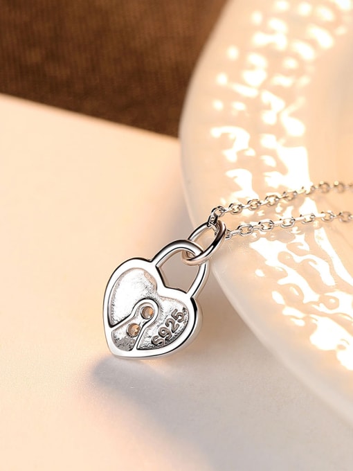 CCUI 925 Sterling Silver With ed Simplistic Heart Necklaces 3