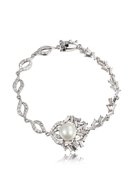 SANTIAGO Exquisite 18K Platinum Plated Artificial Pearl Bracelet 0